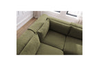 Jeanne - Canapé D'Angle Fixe Modulable - Tissu Texturé Avec 2 Chauffeuses, 1 Angle Et 2 Poufs