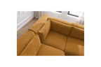 Jeanne - Canapé D'Angle Fixe Modulable - Tissu Texturé Avec 2 Chauffeuses, 1 Angle Et 2 Poufs