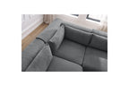 Jeanne - Canapé D'Angle Fixe Modulable - Tissu Texturé Avec 2 Chauffeuses, 1 Angle Et 2 Poufs