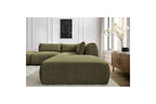 Jeanne - Canapé D'Angle Fixe Modulable - Tissu Texturé Avec 2 Chauffeuses, 1 Angle Et 2 Poufs