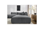 Jeanne - Canapé D'Angle Fixe Modulable - Tissu Texturé Avec 2 Chauffeuses, 1 Angle Et 2 Poufs