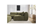 Jeanne - Canapé D'Angle Fixe Modulable - Tissu Texturé Avec 2 Chauffeuses, 1 Angle Et 2 Poufs