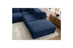 Jeanne - Canapé D'Angle Fixe Modulable - Tissu Texturé Avec 2 Chauffeuses, 1 Angle Et 2 Poufs