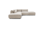 Jeanne - Canapé D'Angle Fixe Modulable - Tissu Texturé Avec 2 Chauffeuses, 1 Angle Et 2 Poufs