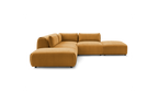 Jeanne - Canapé D'Angle Fixe Modulable - Tissu Texturé Avec 2 Chauffeuses, 1 Angle Et 2 Poufs
