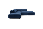 Jeanne - Canapé D'Angle Fixe Modulable - Tissu Texturé Avec 2 Chauffeuses, 1 Angle Et 2 Poufs