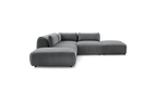Jeanne - Canapé D'Angle Fixe Modulable - Tissu Texturé Avec 2 Chauffeuses, 1 Angle Et 2 Poufs