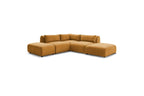 Jeanne - Canapé D'Angle Fixe Modulable - Tissu Texturé Avec 2 Chauffeuses, 1 Angle Et 2 Poufs