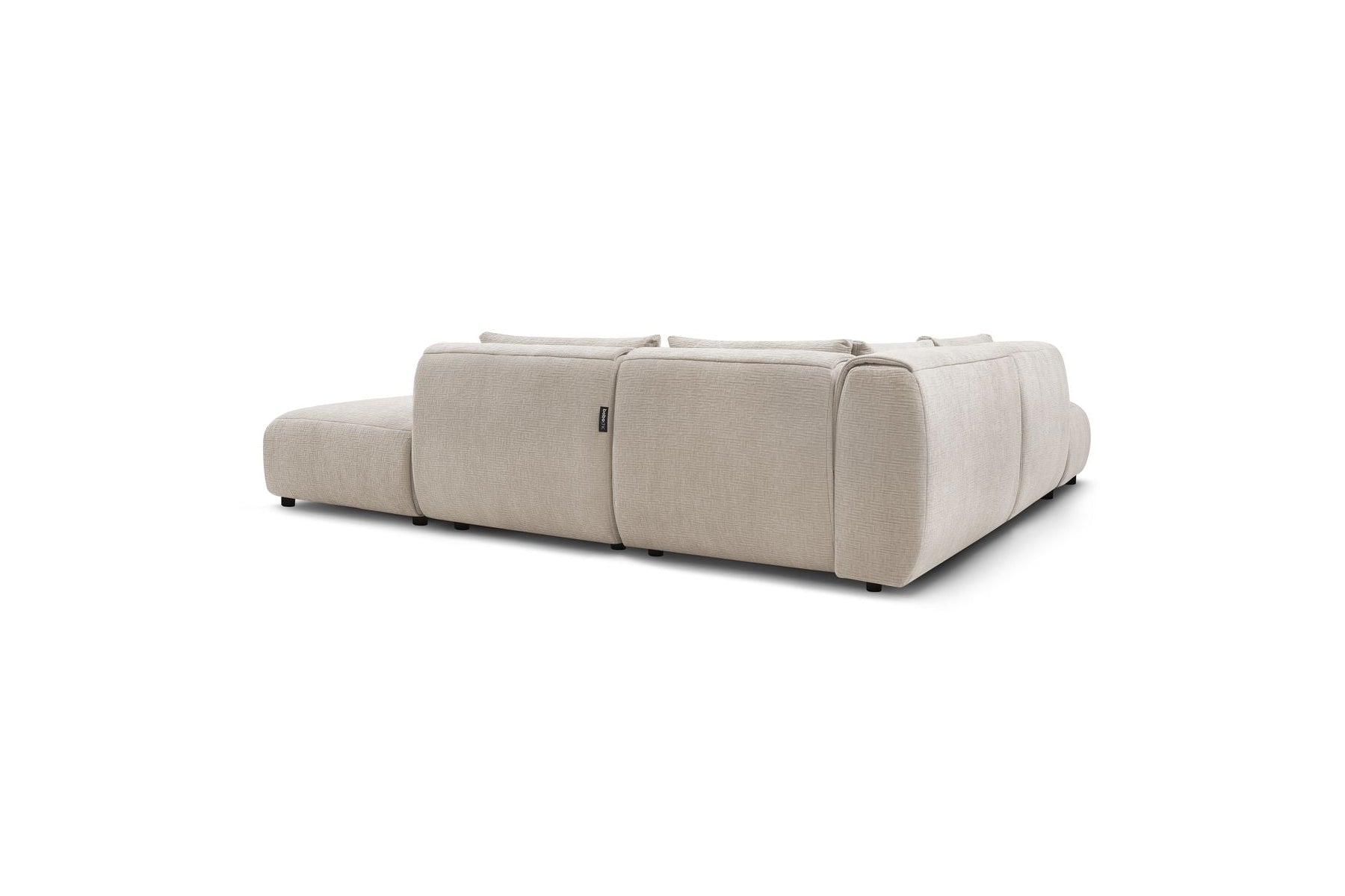 Jeanne - Canapé D'Angle Fixe Modulable - Tissu Texturé Avec 2 Chauffeuses, 1 Angle Et 2 Poufs