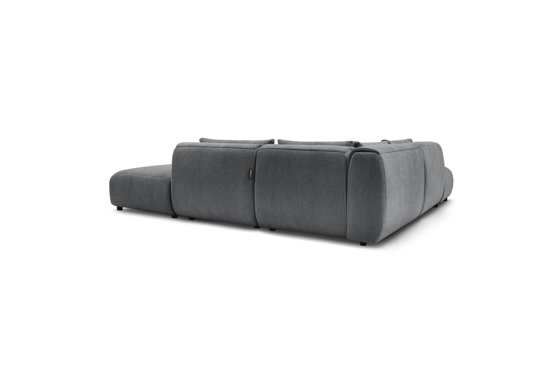 Jeanne - Canapé D'Angle Fixe Modulable - Tissu Texturé Avec 2 Chauffeuses, 1 Angle Et 2 Poufs