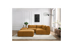 Jeanne - Canapé D'Angle Fixe Modulable - Tissu Texturé Avec 2 Chauffeuses, 1 Angle Et 2 Poufs