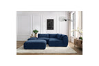Jeanne - Canapé D'Angle Fixe Modulable - Tissu Texturé Avec 2 Chauffeuses, 1 Angle Et 2 Poufs