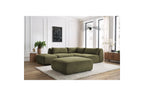 Jeanne - Canapé D'Angle Fixe Modulable - Tissu Texturé Avec 2 Chauffeuses, 1 Angle Et 2 Poufs