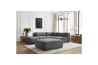 Jeanne - Canapé D'Angle Fixe Modulable - Tissu Texturé Avec 2 Chauffeuses, 1 Angle Et 2 Poufs