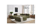 Jeanne - Canapé D'Angle Fixe Modulable - Tissu Texturé Avec 2 Chauffeuses, 1 Angle Et 2 Poufs