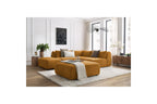 Jeanne - Canapé D'Angle Fixe Modulable - Tissu Texturé Avec 2 Chauffeuses, 1 Angle Et 2 Poufs