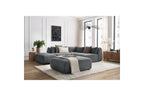 Jeanne - Canapé D'Angle Fixe Modulable - Tissu Texturé Avec 2 Chauffeuses, 1 Angle Et 2 Poufs