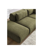 Jeanne - Canapé D'Angle Fixe Modulable - Tissu Texturé Avec 2 Chauffeuses, 1 Angle Et 2 Poufs