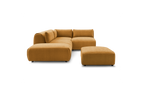 Jeanne - Canapé D'Angle Fixe Modulable - Tissu Texturé Avec 2 Chauffeuses, 1 Angle Et 2 Poufs