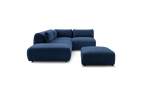 Jeanne - Canapé D'Angle Fixe Modulable - Tissu Texturé Avec 2 Chauffeuses, 1 Angle Et 2 Poufs