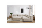 Jeanne - Canapé D'Angle Fixe Modulable - Tissu Texturé Avec 4 Chauffeuses, 1 Angle Et 1 Pouf