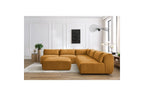 Jeanne - Canapé D'Angle Fixe Modulable - Tissu Texturé Avec 4 Chauffeuses, 1 Angle Et 1 Pouf