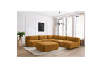 Jeanne - Canapé D'Angle Fixe Modulable - Tissu Texturé Avec 4 Chauffeuses, 1 Angle Et 1 Pouf