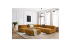 Jeanne - Canapé D'Angle Fixe Modulable - Tissu Texturé Avec 4 Chauffeuses, 1 Angle Et 1 Pouf