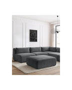 Jeanne - Canapé D'Angle Fixe Modulable - Tissu Texturé Avec 4 Chauffeuses, 1 Angle Et 1 Pouf