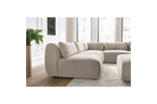 Jeanne - Canapé D'Angle Fixe Modulable - Tissu Texturé Avec 4 Chauffeuses, 1 Angle Et 1 Pouf
