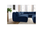 Jeanne - Canapé D'Angle Fixe Modulable - Tissu Texturé Avec 4 Chauffeuses, 1 Angle Et 1 Pouf