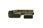 Jeanne - Canapé D'Angle Fixe Modulable - Tissu Texturé Avec 4 Chauffeuses, 1 Angle Et 1 Pouf