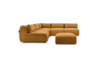 Jeanne - Canapé D'Angle Fixe Modulable - Tissu Texturé Avec 4 Chauffeuses, 1 Angle Et 1 Pouf