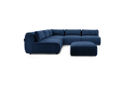 Jeanne - Canapé D'Angle Fixe Modulable - Tissu Texturé Avec 4 Chauffeuses, 1 Angle Et 1 Pouf