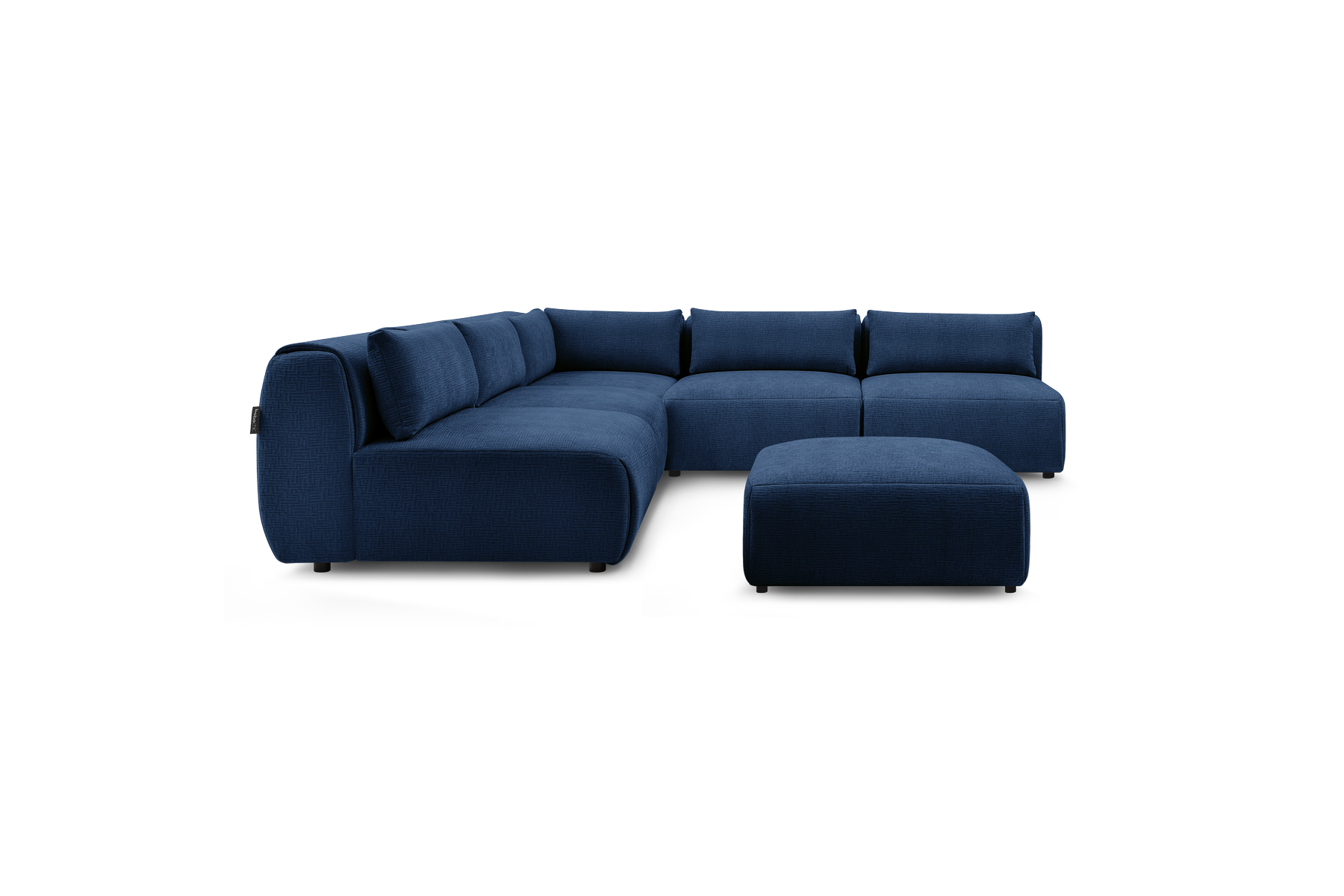Jeanne - Canapé D'Angle Fixe Modulable - Tissu Texturé Avec 4 Chauffeuses, 1 Angle Et 1 Pouf
