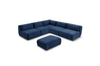 Jeanne - Canapé D'Angle Fixe Modulable - Tissu Texturé Avec 4 Chauffeuses, 1 Angle Et 1 Pouf