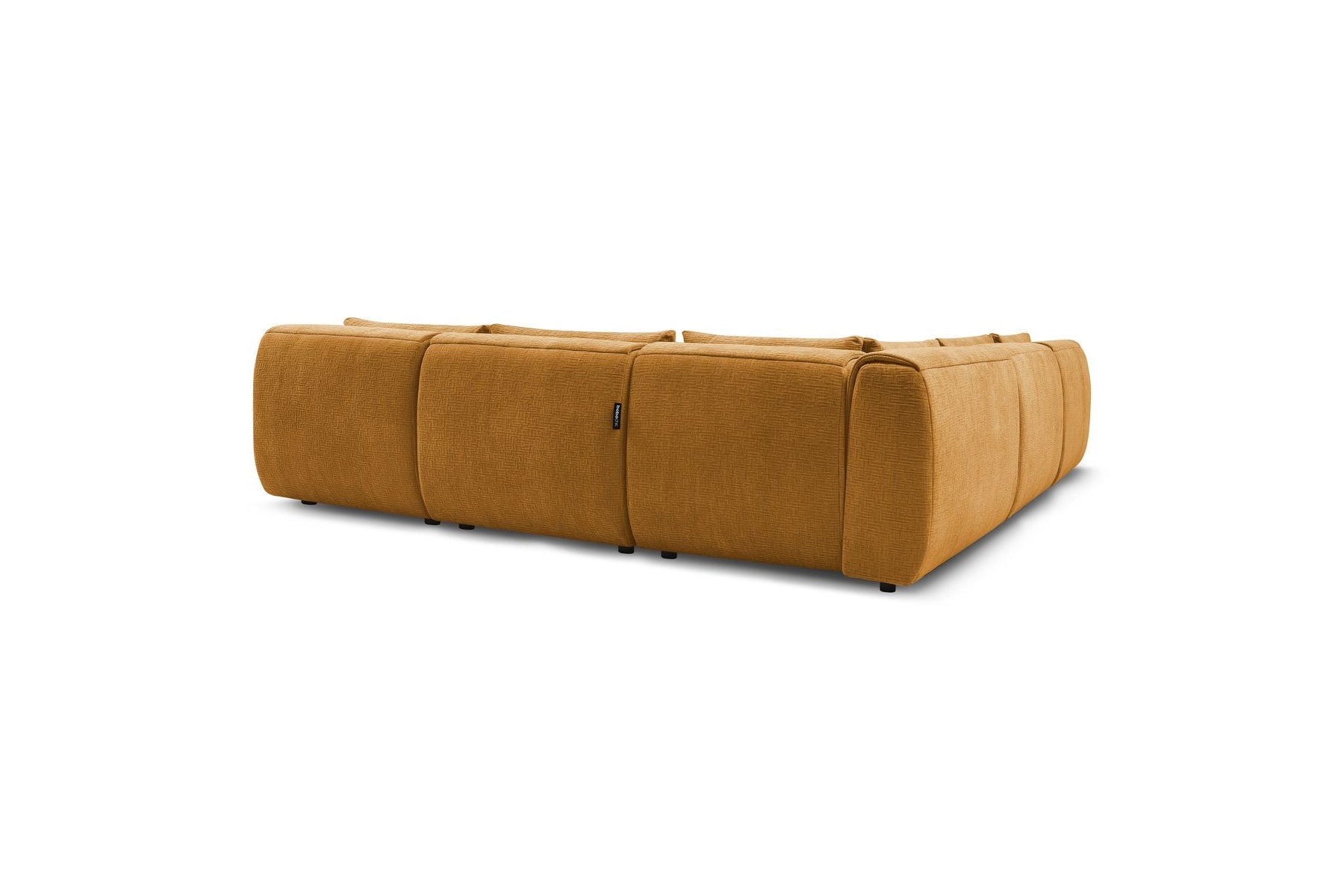 Jeanne - Canapé D'Angle Fixe Modulable - Tissu Texturé Avec 4 Chauffeuses, 1 Angle Et 1 Pouf