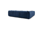 Jeanne - Canapé D'Angle Fixe Modulable - Tissu Texturé Avec 4 Chauffeuses, 1 Angle Et 1 Pouf