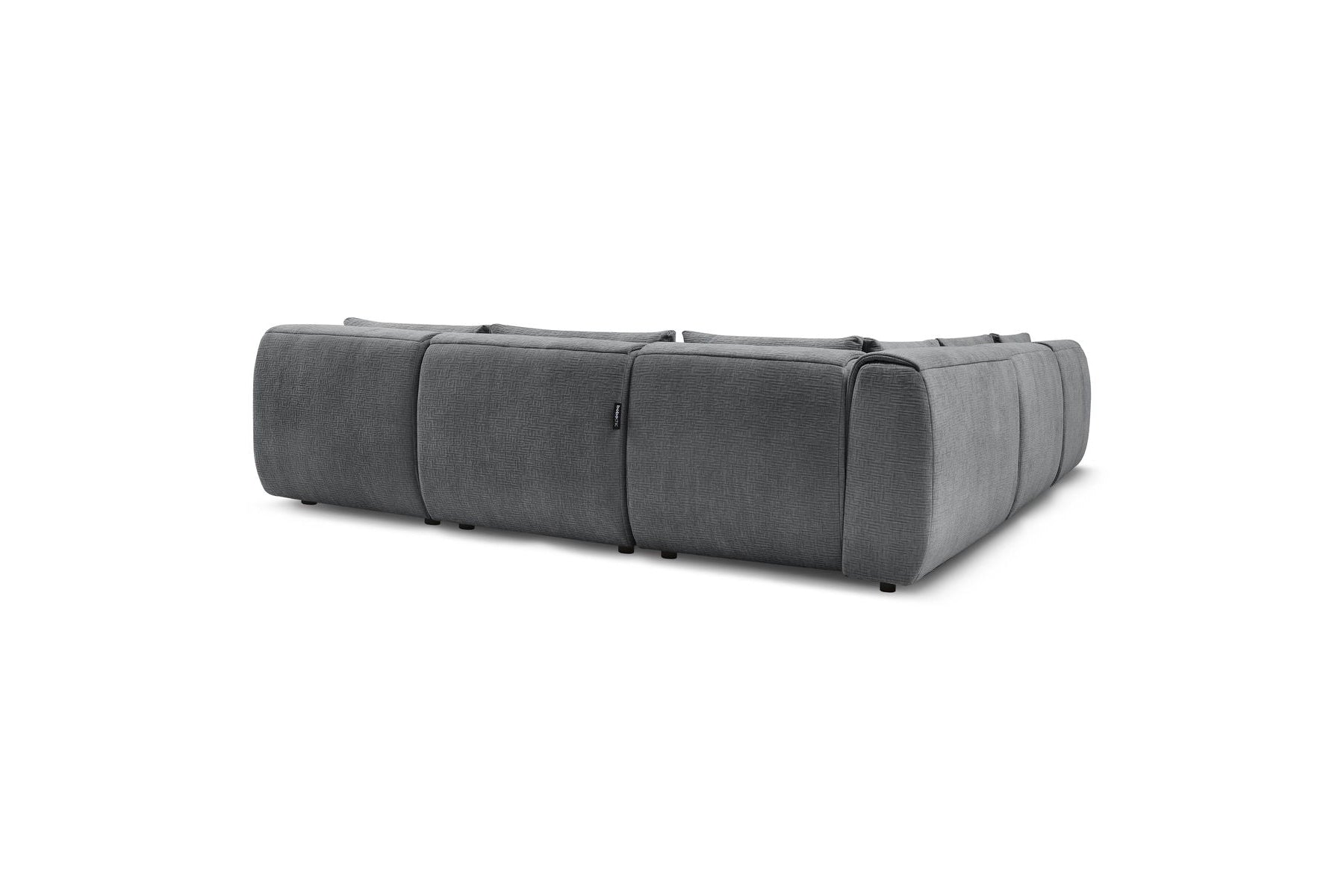 Jeanne - Canapé D'Angle Fixe Modulable - Tissu Texturé Avec 4 Chauffeuses, 1 Angle Et 1 Pouf