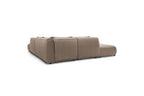 Jeanne - Canapé D'Angle Fixe Modulable - Tissu Velours Avec 2 Chauffeuses, 1 Angle Et 2 Poufs