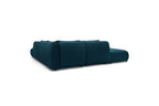 Jeanne - Canapé D'Angle Fixe Modulable - Tissu Velours Avec 2 Chauffeuses, 1 Angle Et 2 Poufs