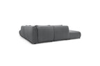 Jeanne - Canapé D'Angle Fixe Modulable - Tissu Velours Avec 2 Chauffeuses, 1 Angle Et 2 Poufs