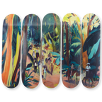 Jules De Balincourt's Expats Ticos and Gringos skateboard art by the skateroom