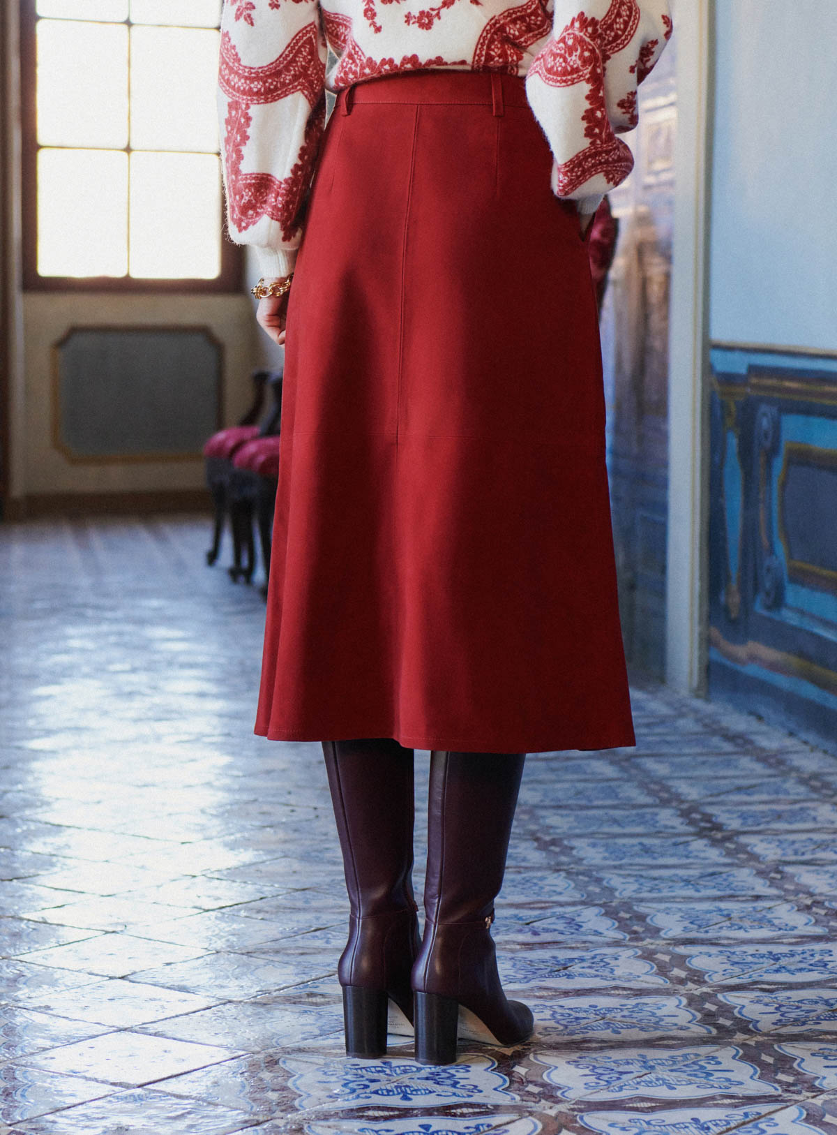 Jupe En Cuir Josie - Brique
