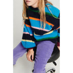 Pull Boule Manches Longues - Rayures Bleues - Enfant