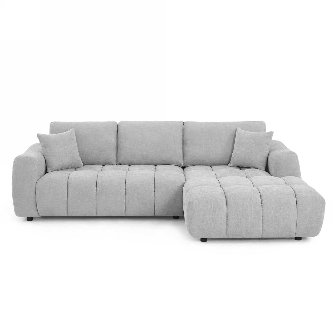 Kerea - Canapé D'Angle Droit Fixe 4 Places - Tissu Chenille Gris
