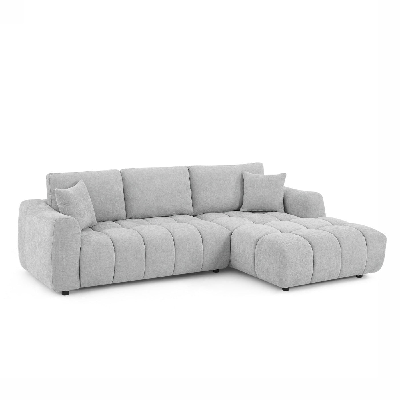 Kerea - Canapé D'Angle Droit Fixe 4 Places - Tissu Chenille Gris