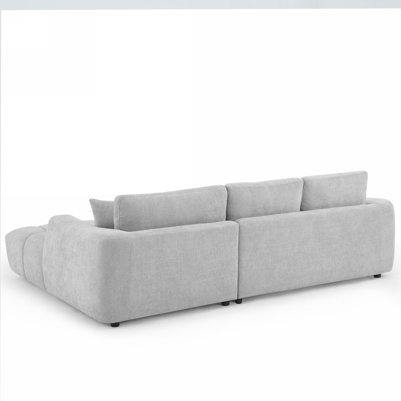 Kerea - Canapé D'Angle Droit Fixe 4 Places - Tissu Chenille Gris