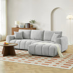 Kerea - Canapé D'Angle Droit Fixe 4 Places - Tissu Chenille Gris
