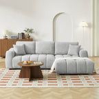 Kerea - Canapé D'Angle Droit Fixe 4 Places - Tissu Chenille Gris